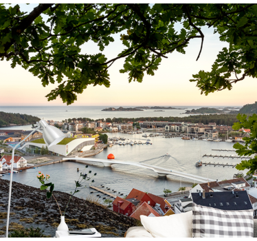 Fotobehang stad charmant kustzicht - TenStickers
