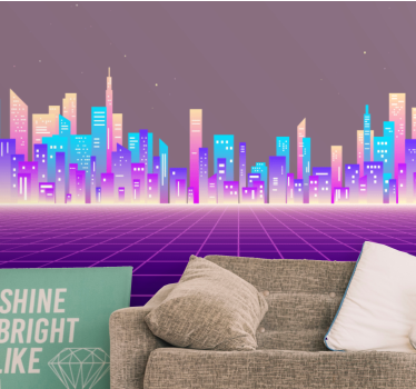 Fotobehang stad futuristische skyline - TenStickers