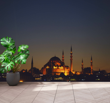 Fotobehang stad sultan ahmet moskee avond - TenStickers
