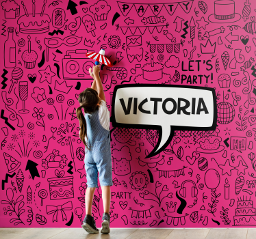 Fotobehang tekst laten we feestvieren - TenStickers