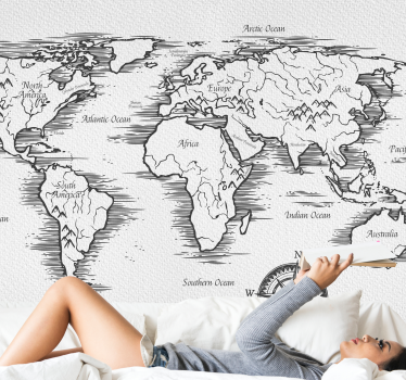 Fotobehang wereldkaart uitgebreide wereldkaart - TenStickers