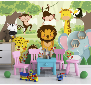 Fotobehang wilde dieren kinderen - TenStickers