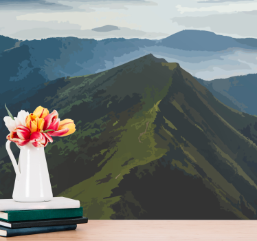 Fototapet landschap bergketen uitzicht - TenStickers