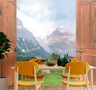 Fototapet landschap bergzicht opening - TenStickers