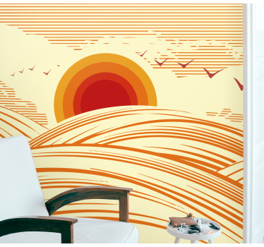 Fototapet landschap ondergang van de zon horizon - TenStickers
