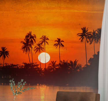Fototapet landschap tropische zonsopgang scène - TenStickers