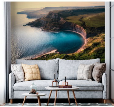 Fototapet landschap weelderige kust horizon - TenStickers
