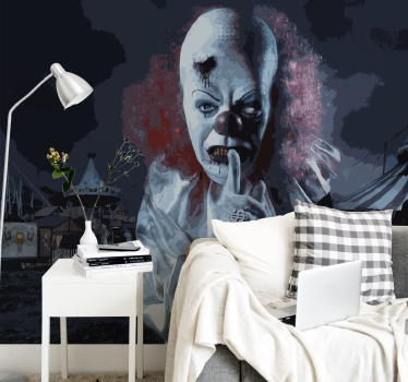 Fotowand Horrorfilm enge clown fotobehang - TenStickers