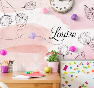 Fotowand Prachtige bloemen met naam - TenStickers