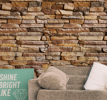 Fotowand woonkamer Bruine stenen muur foto - TenStickers