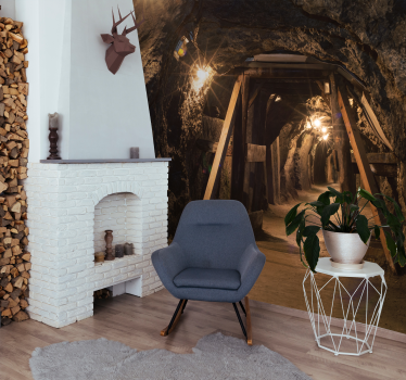 3D behang Goudmijn woonkamer - TenStickers