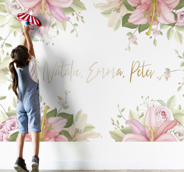 Gepersonaliseerd bloemstuk bloemen foto behang - TenStickers