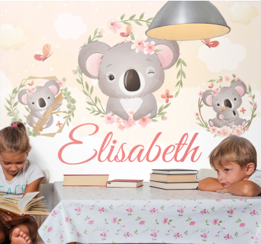 Gepersonaliseerd fotobehang koala familie vreugde - TenStickers