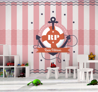 Fotobehang kinderkamer gepersonaliseerd nautisch ontwerp - TenStickers