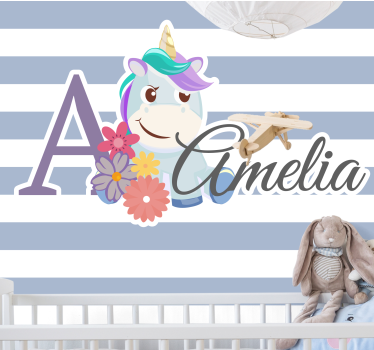 Gepersonaliseerd fotobehang schattig eenhoorn thema - TenStickers