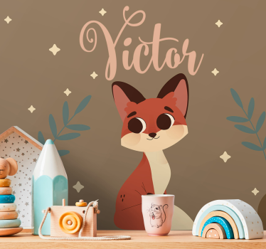 Gepersonaliseerd fotobehang schattig vosje personage - TenStickers