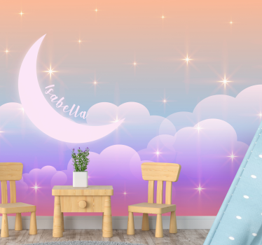 Gepersonaliseerde maanverlichte wolken foto behang liefde - TenStickers