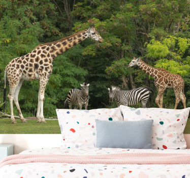 Giraffen en zebra's foto behang dieren - TenStickers