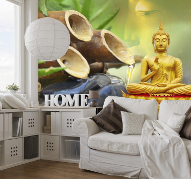 Gouden boeddha met water fotobehang - TenStickers