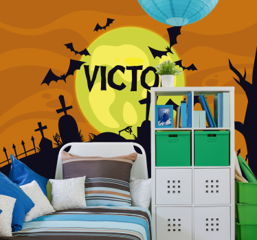 Griezelige begraafplaatsscène fotobehang halloween - TenStickers