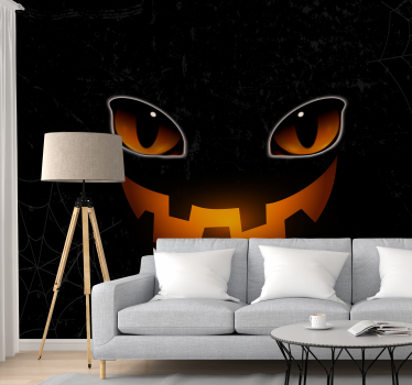 Griezelige pompoen ogen fotobehang halloween - TenStickers