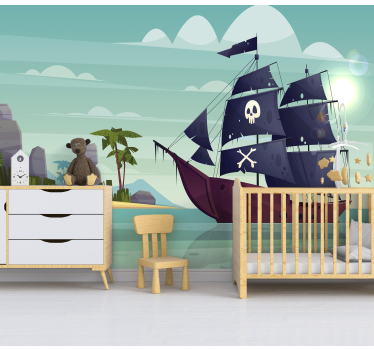 Groot piratenschip kinder fotobehang - TenStickers