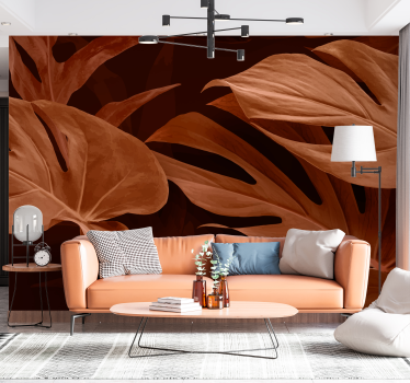 Grote dichte bladeren terracotta fototapet - TenStickers