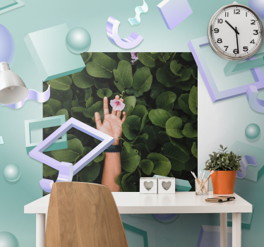 3d behang hand die bloesem vasthoudt - TenStickers
