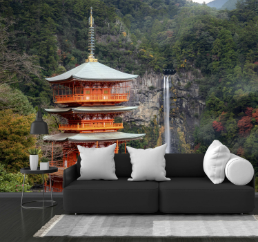 Historische japanse pagode fototapet landschap - TenStickers