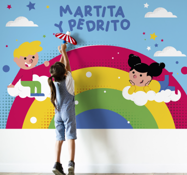 Jeugdvrienden spelen fotobehang kinderkamer - TenStickers