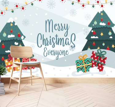 Kerstboomcadeautjes fotobehang kerst - TenStickers