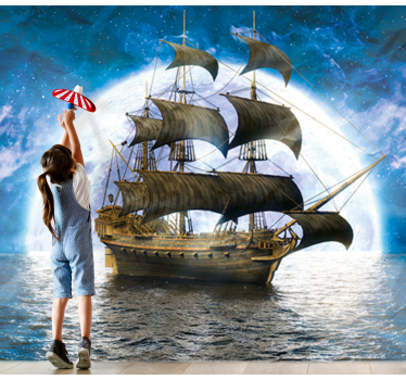 Kinder fotobehang Piratenschip op zee - TenStickers