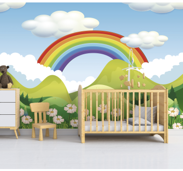 Fotobehang babykamer regenboog in natuur - TenStickers