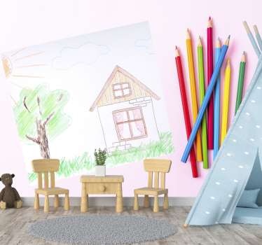 Kindertekenthema fotobehang kinderkamer - TenStickers