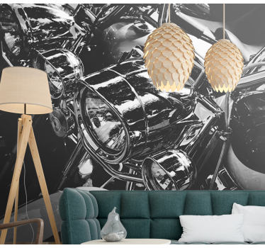Klassieke chromen motorfietsen fotobehang voertuigen - TenStickers