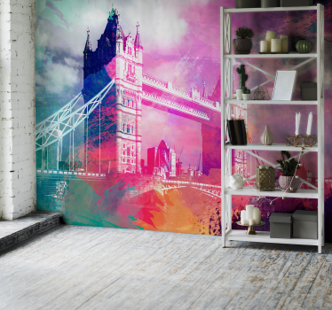 Kleurrijk brugsilhouet london fotobehang - TenStickers