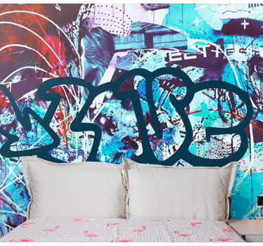 Kleurrijke stedelijke straatkunst Fotobehang graffiti - TenStickers