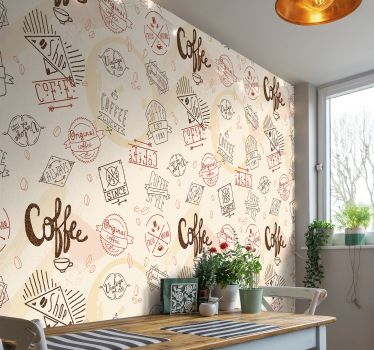 Koffie patroon fotobehang - TenStickers