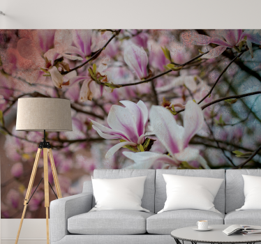 Magnolia bloesem explosie fotobehang orchideeën - TenStickers