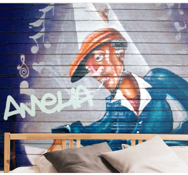 Muzikant met hoed Fotobehang graffiti - TenStickers