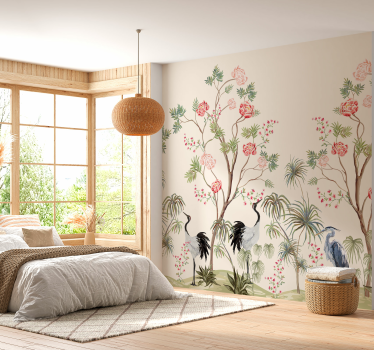 Oiseaux et arbres exotiques fototapet - TenStickers