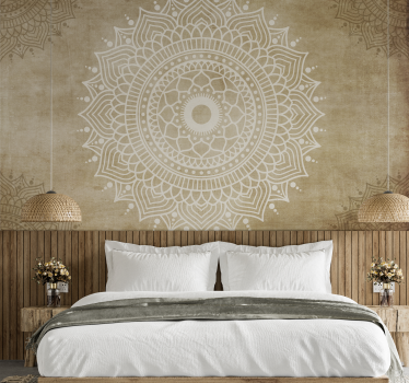 Oud papier patroon Fotobehang mandala - TenStickers