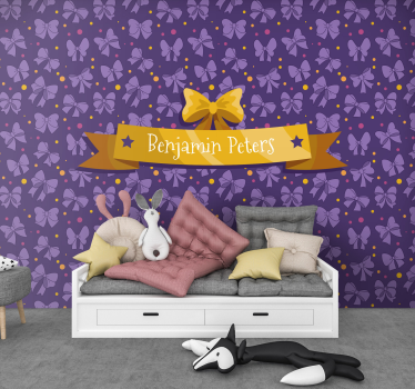 Paars strikkenpatroon fotobehang kinderkamer - TenStickers