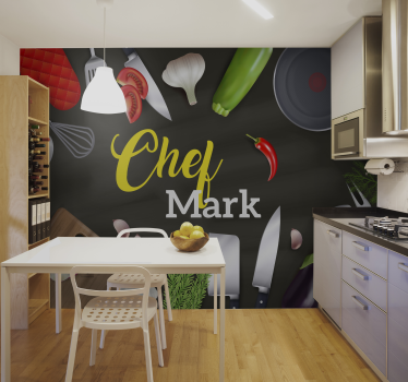 Fotobehang eetkamer chef personaliseeroptie - TenStickers