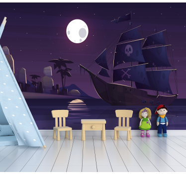 Piratenavontuurbeelden foto behang kinderkamer - TenStickers