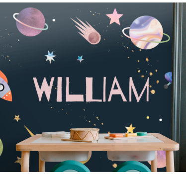 Raket en planeten fotobehang ruimte - TenStickers