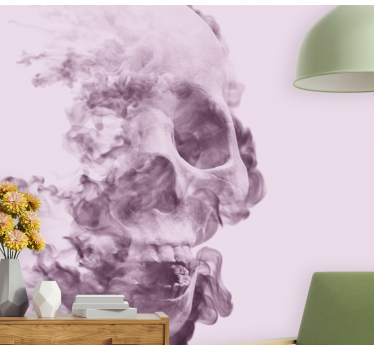 Rokerige schedel silhouet foto behang dieren - TenStickers