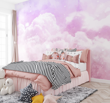 Roze lucht Fotobehang kinderkamer - TenStickers