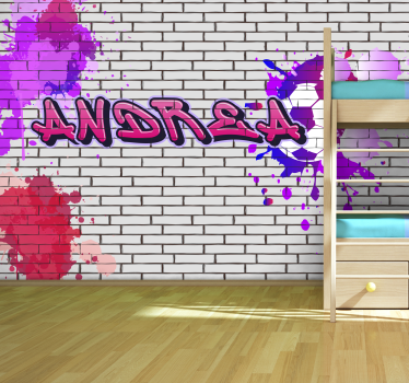Roze naam Fotobehang graffiti - TenStickers