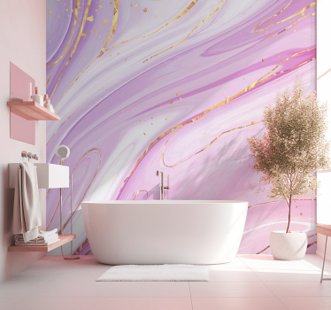 Roze vloeistof marmer stijl behang - TenStickers